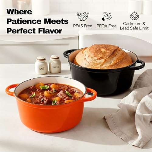 6.5 Quart Dutch Oven Pot with Lid (6.5 QT / Black)