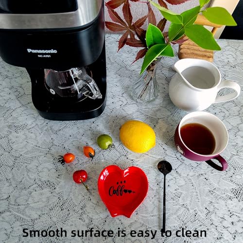 Heart shaped Coffee Spoon Rest (Red+black spoon)