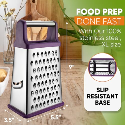 Stainless Steel XL Cheese Grater for Kitchen (Purple / XL)