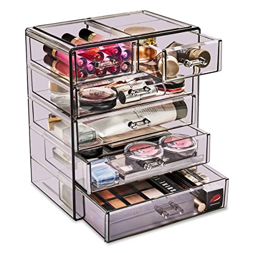 6 Drawer Makeup Organizer with Small & Wide Drawers (Purple / 4 Large, 2 Small Drawers)