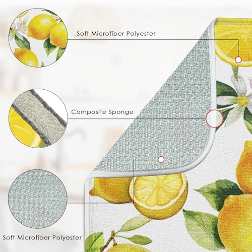 Absorbent Dish Drying Mat for Kitchen Counter (18" x 24" / Lemon 1)
