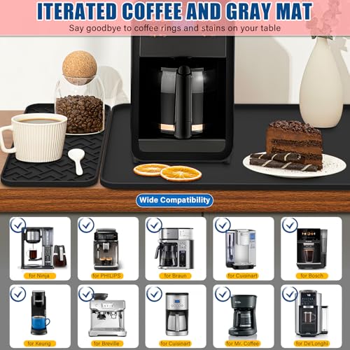 Coffee Mat 19" x 12" Silicone Coffee Bar Mat (black 19''x12'')