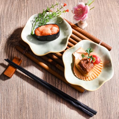 5 Piece Lotus Leaf Ceramic Dipping Dish Set (Light Green)