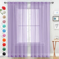 Sheer Voile Window Treatment Rod Pocket Curtain Panels for Kitchen Bedroom Living Room Drapes Sunlight Filtering Privacy Semi Home Decor Assorted (Lavender / 52"W x 108"L (Pack of 2))