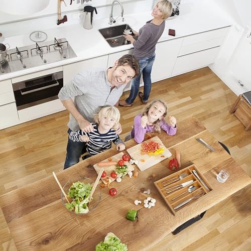 2 Piece Bamboo Silverware Organizer (7 Slots Expandable-2Pack / Natural)