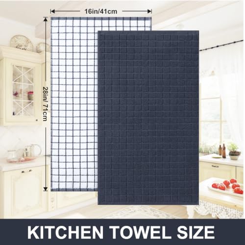 Large Premium Cotton Kitchen Towels 16"x 28" (Dark Grey / 16" X 28" - 8 Pack)