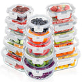 30 Pieces Glass Food Storage Containers Set with Lids (White / 30 Pieces)
