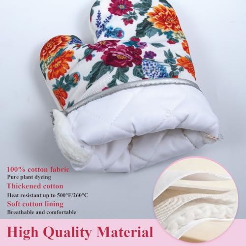 Floral Oven Mitts and Pot Holders Sets 2 Pcs (Flower4)