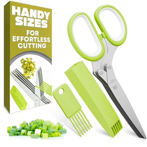 Herb Scissors with 5 Blades and Cover (Lime Green)