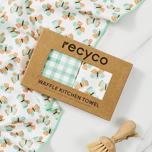 Waffle Kitchen Towel Set of 2 (Butterfly Gingham)