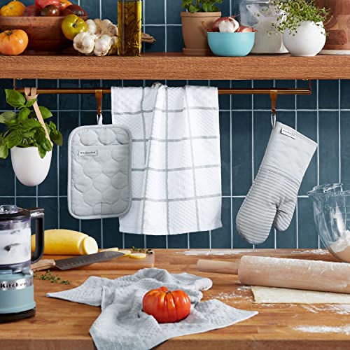 Quilted Cotton Terry Cloth Oven Mitt (Matte Grey)
