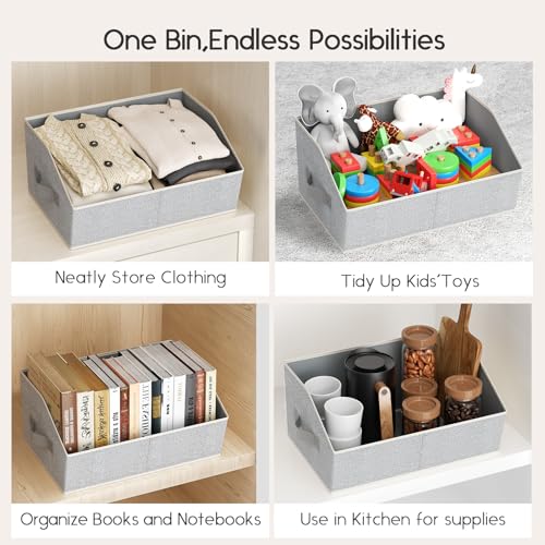 Large Closet Organizers and Storage Bins (Light Grey / 6 Pack)