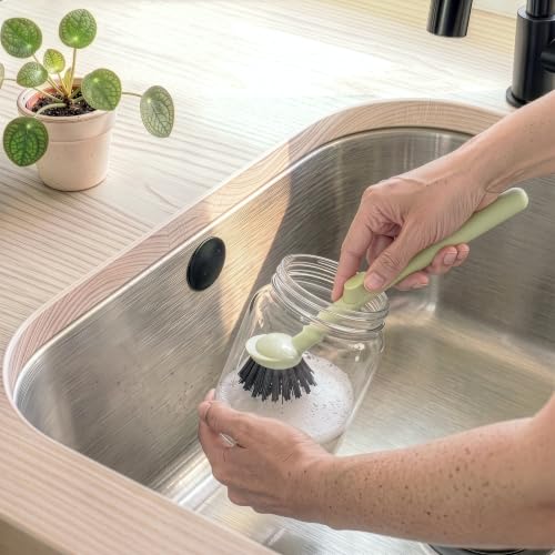Magnetic Dish Brush & Scraper (Moss Green)