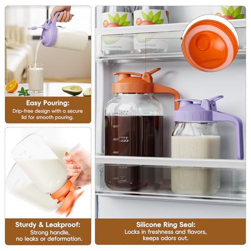 Glass Pitcher with lid (Purple / 64 Ounces)