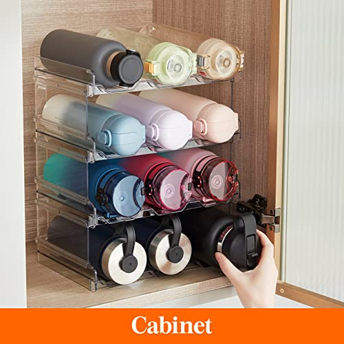 Stackable Water Bottle Organizer for Cabinet (4 Tier-12 Bottle)