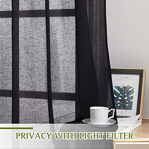 Black Sheer Curtains 84 inches Long (52"W x 84"L (Pack of 2) / Black)