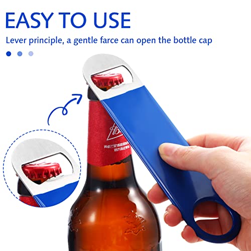 24 Pack Stainless Steel Flat Bottle Opener Bulk Heavy Duty Rubber Coated 7 Inch Bartender Beer Can Bottle Openers for Men Women Bar Kitchen Restaurant Party Supplies (Multicolor)