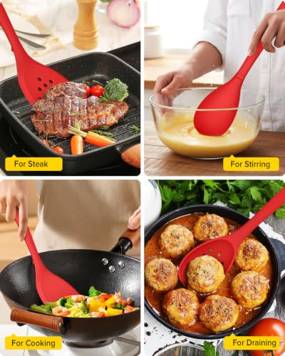 Silicone Cooking Utensils Set (Red)