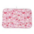 Valentines Day Dish Drying Mat 18 x 24 inch Pink Love Hearts Decorative Drying Mats Microfiber Absorbent Romantic Dish Washable Draining Mat for Kitchen Counter Decor (18x24 Inch / Pink Love Hearts)