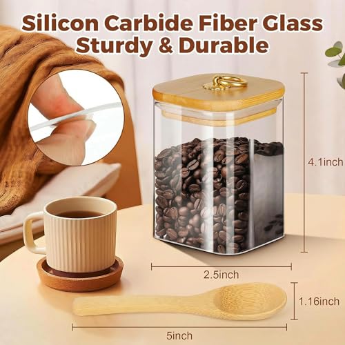 2 Pack Glass Jars with Lids and Spoons (16oz Square Glass)