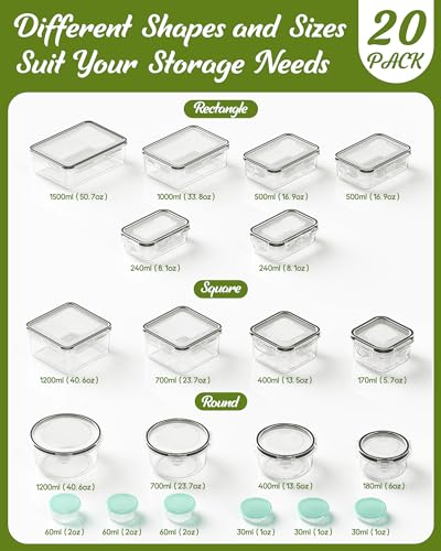 40 Piece Food Storage Containers with Lids (40 Piece)