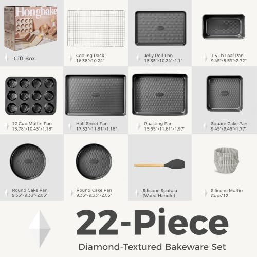 22 Piece Baking Pans Set Nonstick (Dark Gray / Luxury Nine-piece Set)