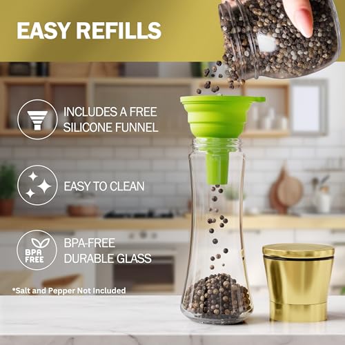 Original Gold Salt and Pepper Grinder Set of 2 (Gold Top/Clear Glass / 2pk)