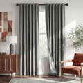 Grey 100% Blackout Linen Curtains 108 Inch Long for Bedroom (Grey / 52"W x 108"L (Pack of 2))