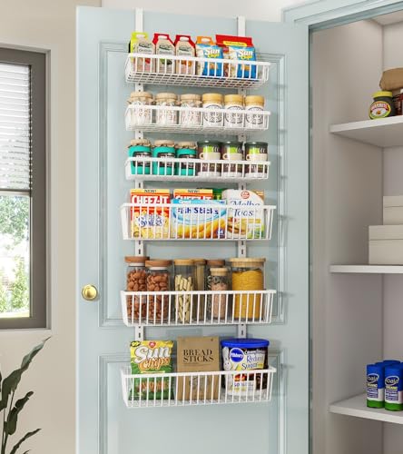 Over The Door Pantry Organizer (White / 6-Tier (16"W))