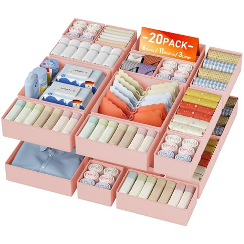 Drawer Organizer Clothes Storage (Pink / 20 Pack)