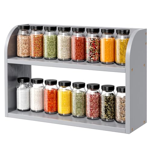 2 Tier Bamboo Spice Rack (Grey / 2 Tier)