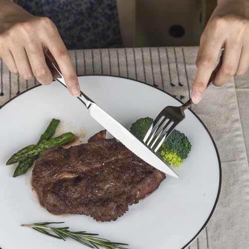 Kate 24 Piece Silverware Set with Steak Knife (Silver / 24 pieces for 4)