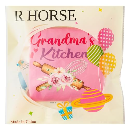 R HORSE 2Pcs Adults Kids Matching Apron Set (Pink Grandma)