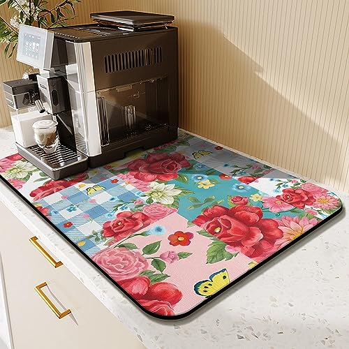 Kitchen Countertop Dish Drying Mat (Flower-2-1 / 23" x 15")