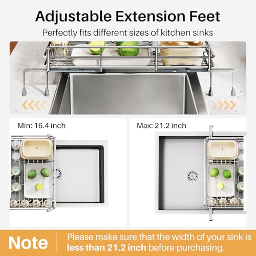 Expandable Dish Drying Rack for Kitchen Counter (Silver)