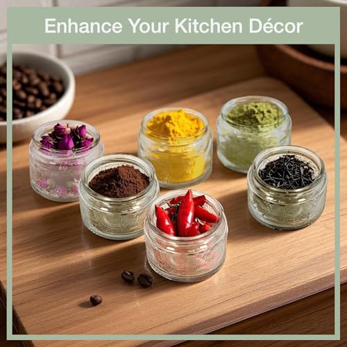 4 oz Decorative Small Glass Jars with Airtight Bamboo Lids (Clear / 4 fl. oz)