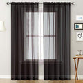 Basic Rod Pocket Sheer Voile Window Curtain Panels White 1 Pair 2 Panels 70 Width 96 Inch Long for Kitchen Bedroom Children Living Room Yard (Black / 70"W x 96"L (Pack of 2))