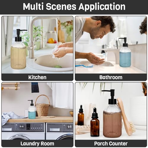 2 Pack Glass Soap Dispenser with Pump (Clear)