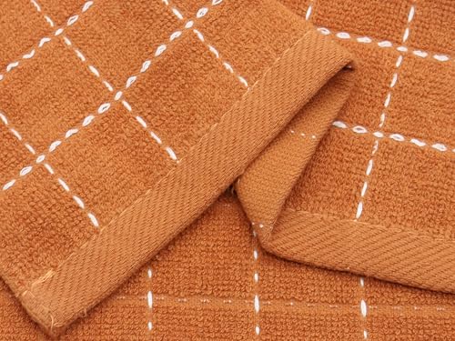 Terry Dish Rags Cloths (Dark Orange / 12 x 12 Inches)