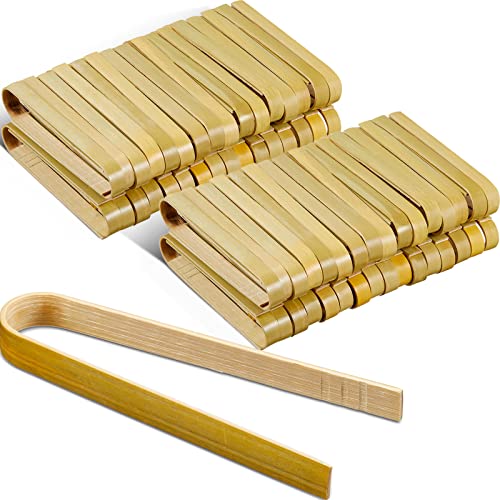 90 Pieces Mini Bamboo Tong for Charcuterie Appetizer Bulk (6 Inch)