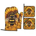 Sunflower Bee Oven Mitts and Heat Resistant Pads (Sunflower Bee)