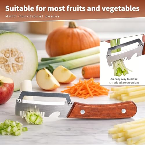NEW Premium Vegetable Peeler with Wooden Handle and Bottle Opener (1Pack)