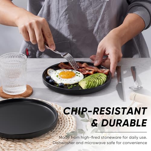 7.9 Inch Ceramic Dinner Plates (Matte Black / 7.9'')