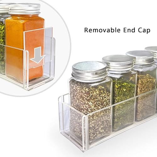 Adhesive Acrylic Spice Rack Organizer for Wall with Nano Double Sided Tape (2 Pack-12" (Rack Only) / Clear)