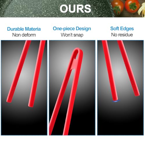 2 Pcs 11.8 Inch Silicone Cooking Tongs Tweezers (Red)