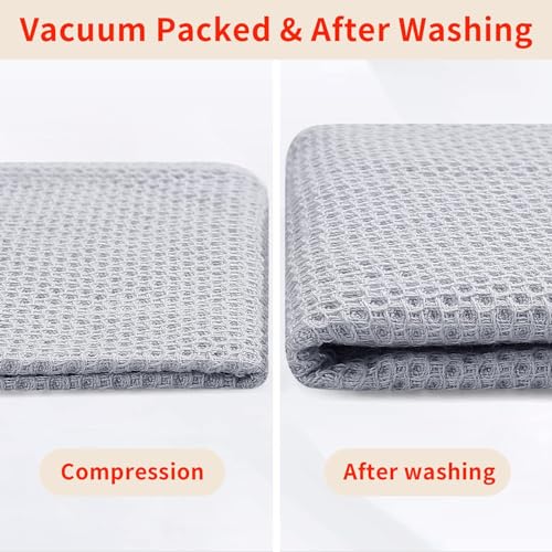 100% Cotton Waffle Weave Kitchen Dish Towels 12 (Light Gray / 13 X 28 - 12 Pack)
