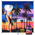 Waterproof Sandproof Beach Blanket Mat for 1 (79" X 83"（1~3 person） / Coconut Tree - Colorful)