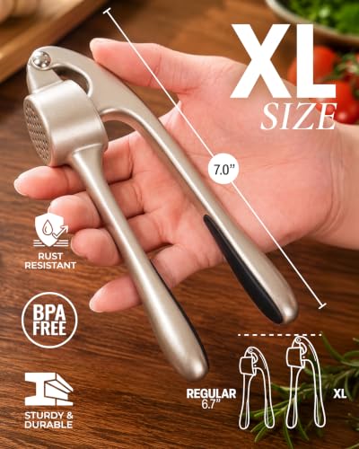 Large Premium Garlic Press Set (Extra Large | Imperial Silver)