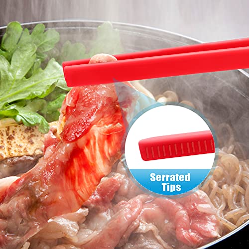 2 Pcs 11.8 Inch Silicone Cooking Tongs Tweezers (Red)