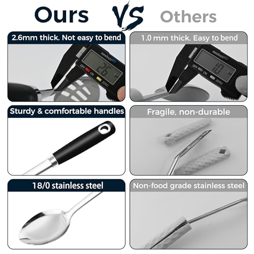 14 in Cooking Spoons Set (Black Handle / Cooking Spoons)